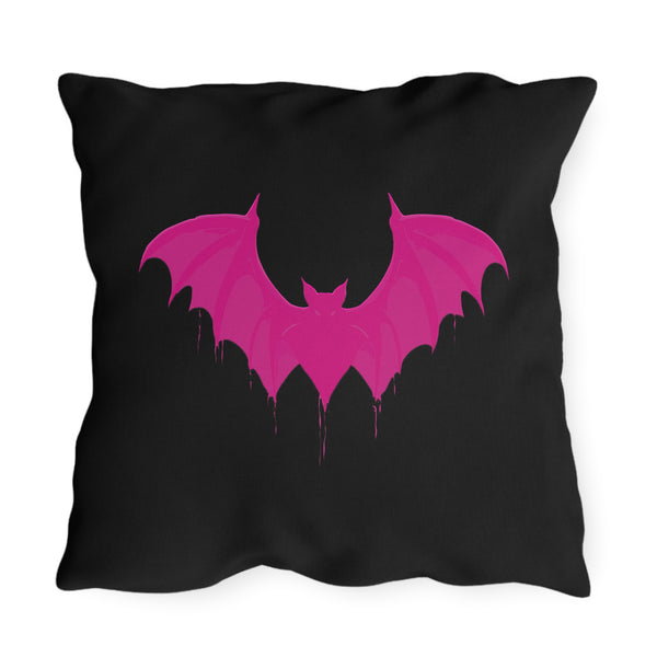 Black & Pink Bat Chic Indoor Outdoor Throw Pillow
