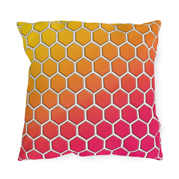 Honeycomb Rainbow Spring Outdoor Throw Pillow