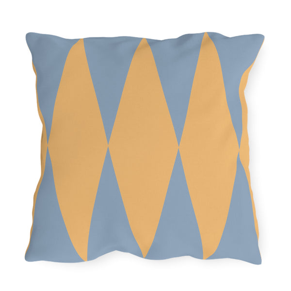 Yellow Blue Diamond Indoor Outdoor Throw Pillow