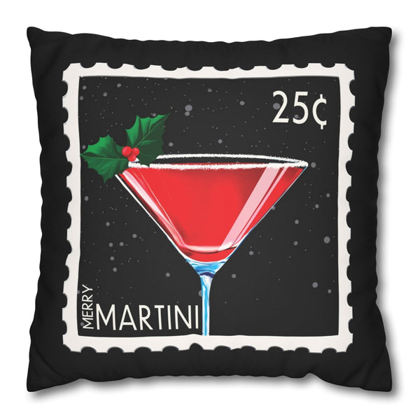 merry martini christmas throw pillow cover soft faux suede