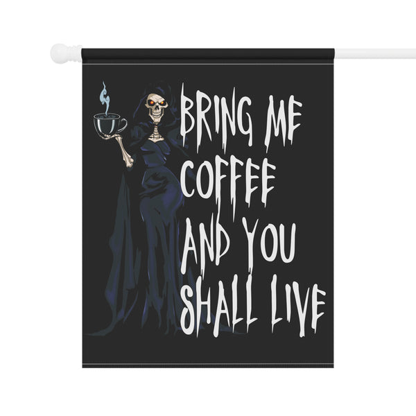 Grim Reaper Coffee Lovers Halloween Yard Flag