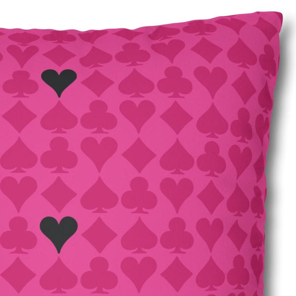 Playing Cards Heart Pink and Black Soft Accent Pillow Cover