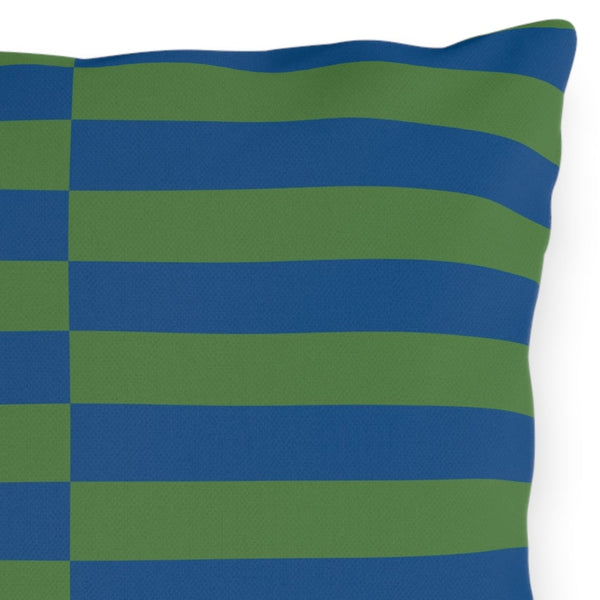 Green and Blue Striped Indoor Outdoor Throw Pillow