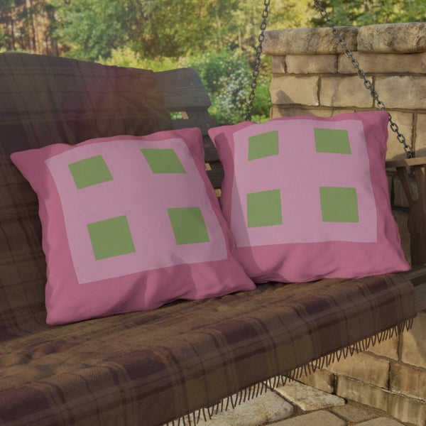 Pastel Pops Pink Green Outdoor Throw Pillow