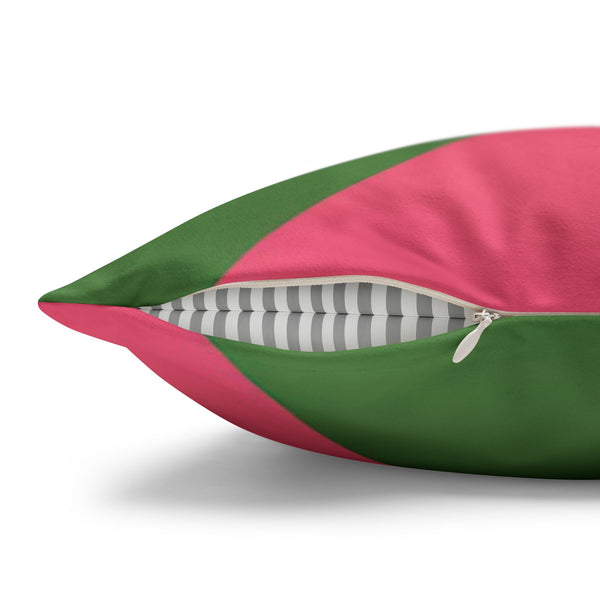 Pink & Green Faux Suede Pillow Cover Reversible