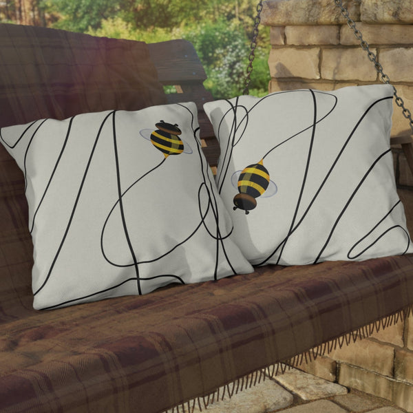 Buzzing Bee Spring Indoor Outdoor Throw Pillow