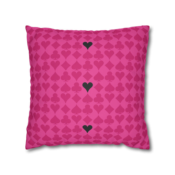 Playing Cards Heart Pink and Black Soft Accent Pillow Cover