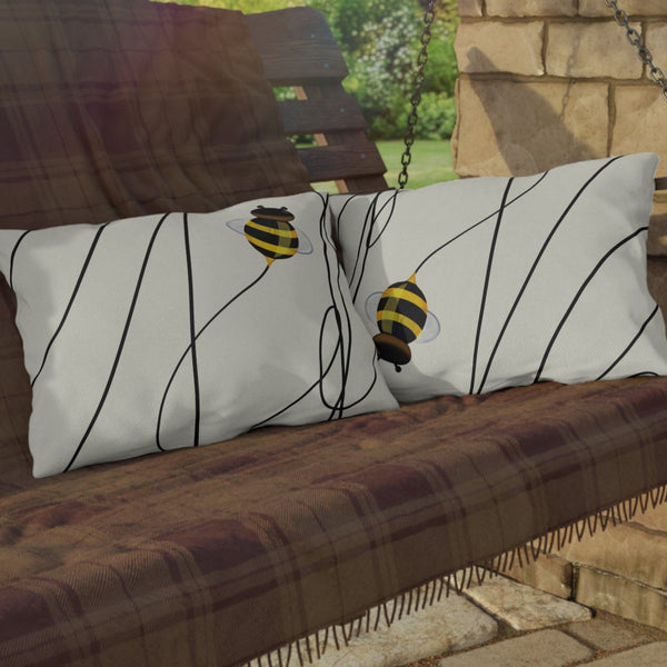 Buzzing Bee Spring Indoor Outdoor Throw Pillow