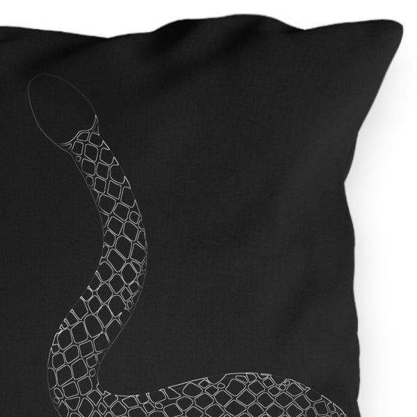 Snakeskin Black Indoor Outdoor Throw Pillow