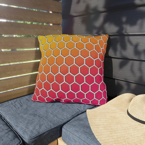 Honeycomb Rainbow Spring Outdoor Throw Pillow