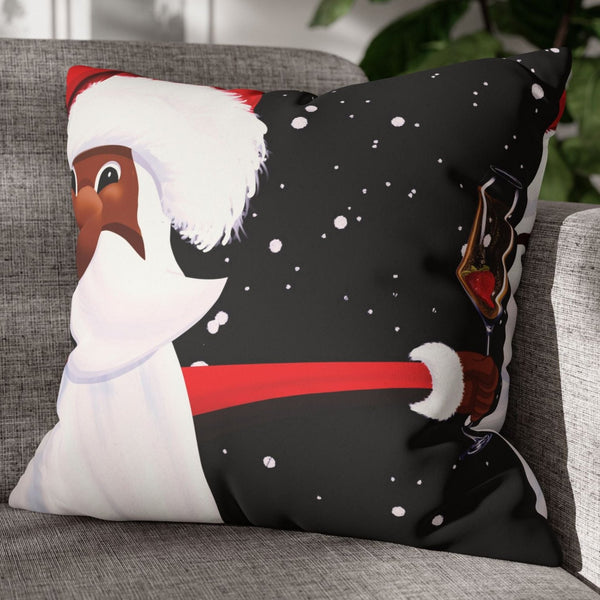 African American Santa Pillow Christmas Throw Pillow Cover