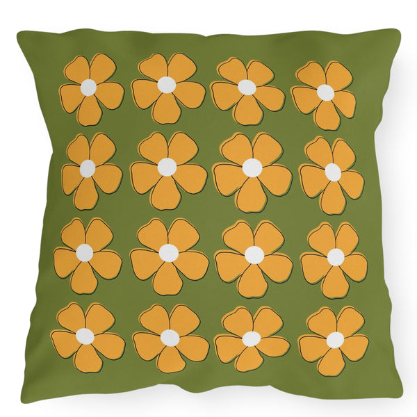 Green Yellow Floral Indoor Outdoor Spring Accent Pillow