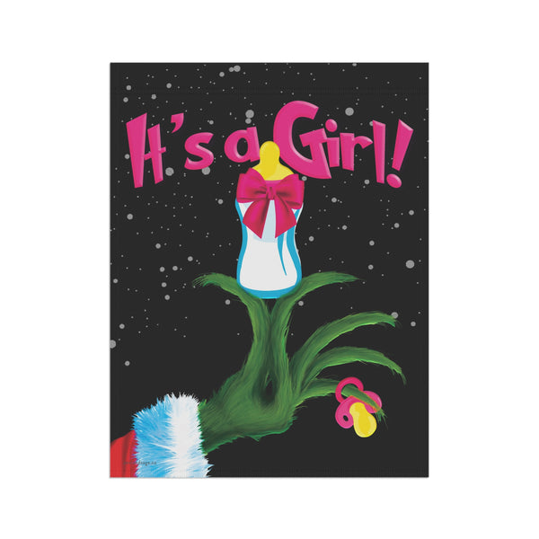 Grinch Baby Announcement Flag - Cute Holiday Yard Decoration | Weatherproof