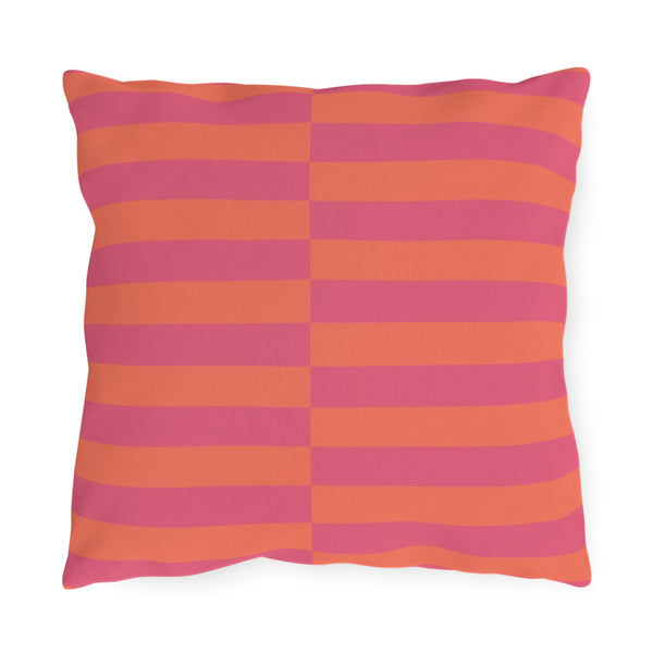 Pink & Orange Striped Indoor Outdoor Throw Pillow