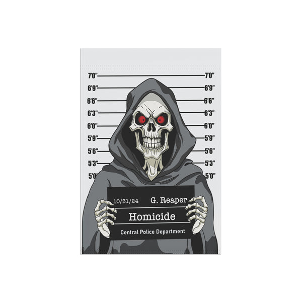 Grim Reapers Mug Shot Funny Halloween Yard Flag