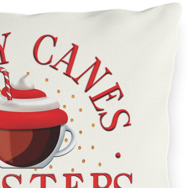 Candy Cane Coffee Indoor Outdoor Christmas Throw Pillow