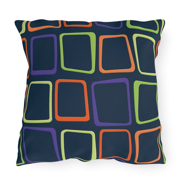Mid-Century Modern Blue Indoor Outdoor Throw Pillow