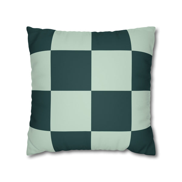 SW Paradox Green Checkered Faux Suede Pillow Cover