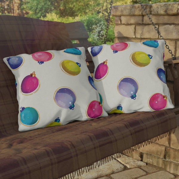 Pastel Ornaments Indoor Outdoor Christmas Pillow