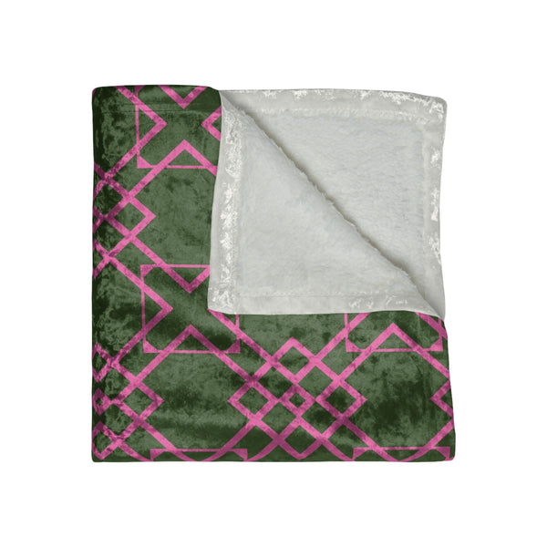 Holiday Throw Blanket Pink Green Geometric