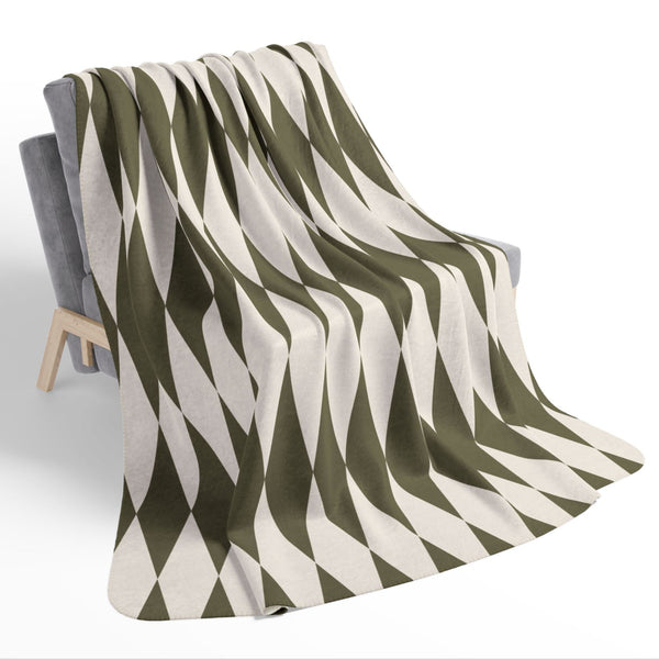 Green & Ivory Home Gift Plush Sherpa Blanket