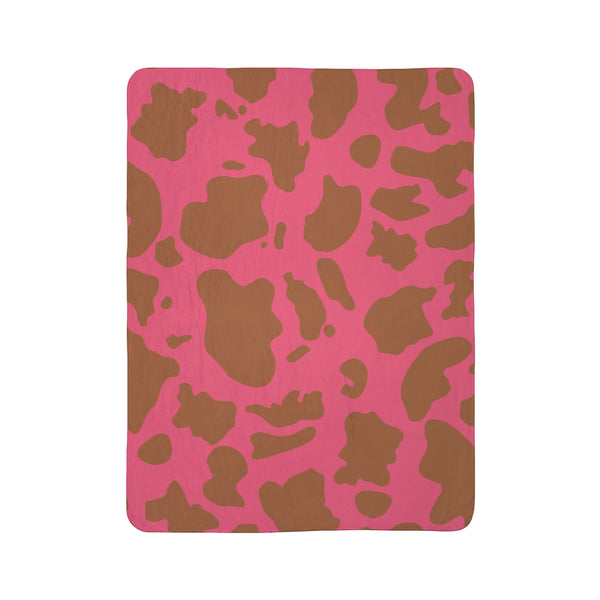 Pink Brown Animal Print Plush Sherpa Throw Blanket