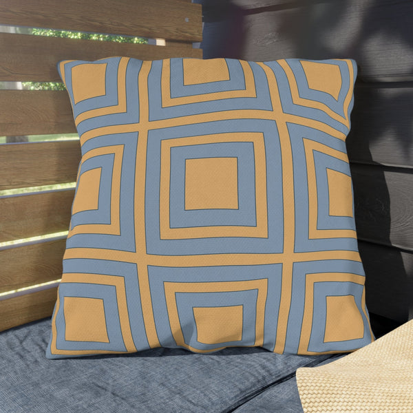 Yellow & Blue Modern Indoor Outdoor Throw Pillow