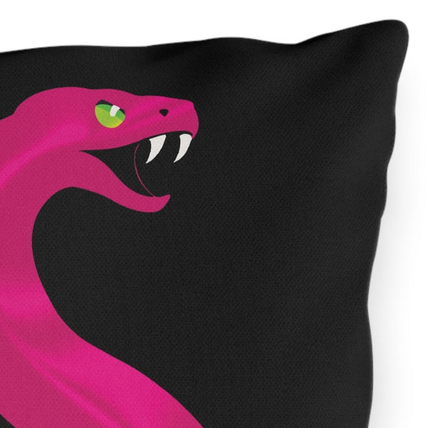 Pink Snake Black Indoor Outdoor Throw Pillow
