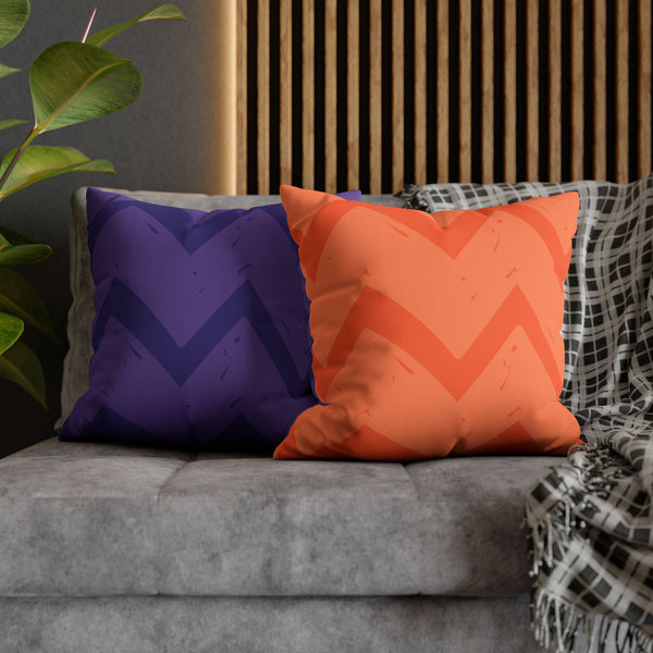 Vibrant Orange & Purple Reversible Faux Suede Pillow Cover