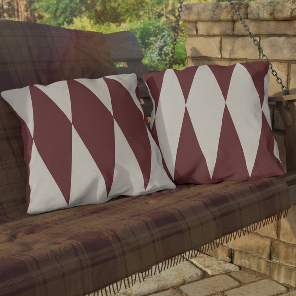 Red & White Diamonds Indoor Outdoor Throw Pillow