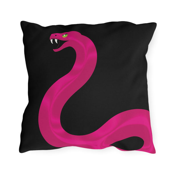 Pink Snake Black Indoor Outdoor Throw Pillow