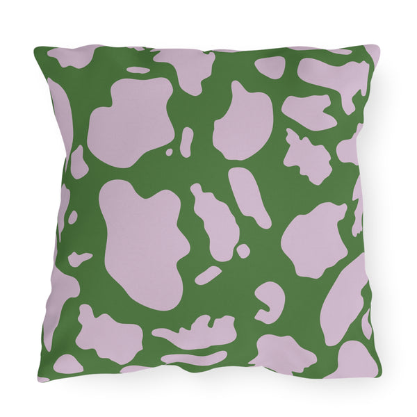 green and pink cow animal print decorative throw pillow outdoor decor