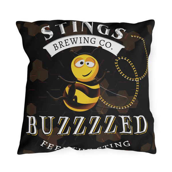 Brewery Bee Funny Indoor Outdoor Accent Pillow