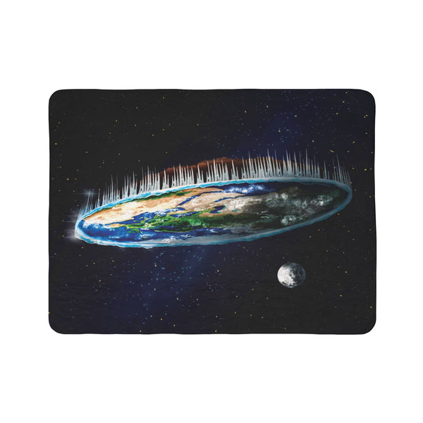 Flat Earth Funny Gift Idea Plush Sherpa Blanket
