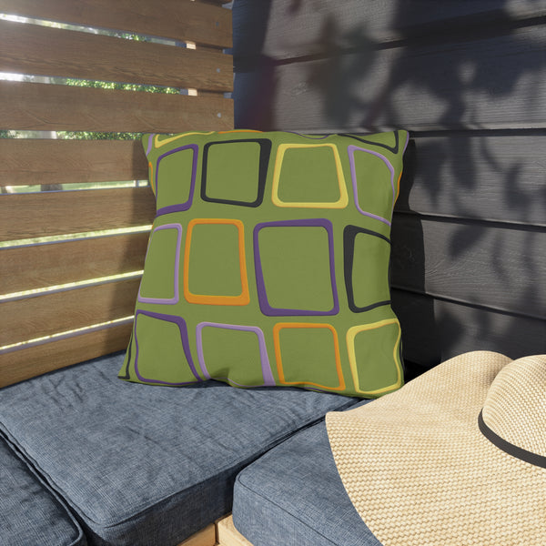 Mid-Century Modern Green Indoor Outdoor Throw Pillow