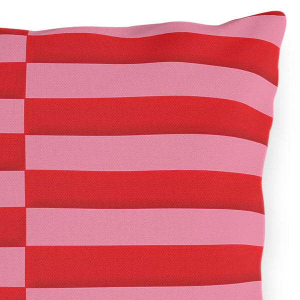 Pink & Red Striped Indoor Outdoor Throw Pillow