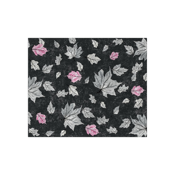 Fall Leaves Grey & Pink Decorative Throw Blanket