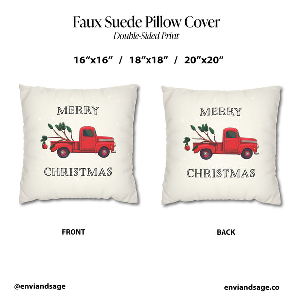 Red Truck Pillow Cover Christmas Throw Pillow