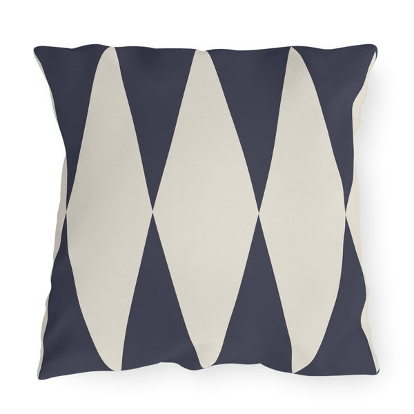Blue Ivory Diamond Indoor Outdoor Throw Pillow