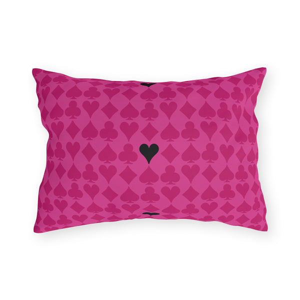 Deck of Cards Pink & Black Indoor Outdoor Throw Pillow