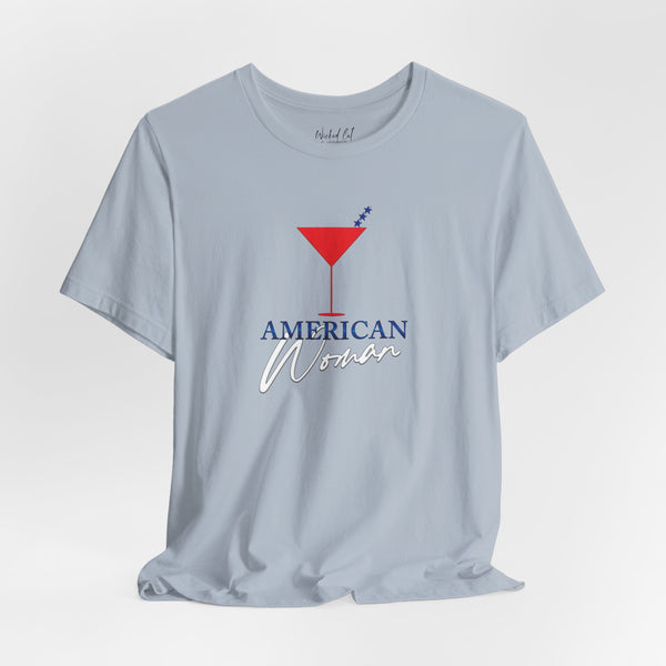 American Woman Patriotic Martini July 4th T-Shirt