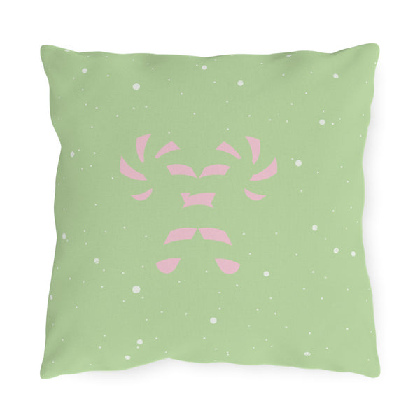 Pastel Candy Cane Snow Christmas Throw Pillow