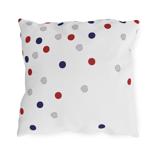 Patriotic Polka Dot Indoor Outdoor American Chic Accent Pillow