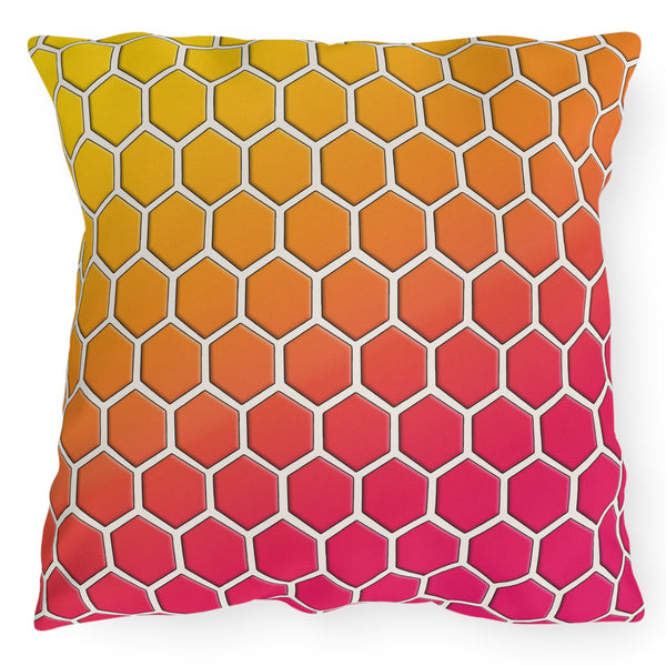 Honeycomb Rainbow Spring Outdoor Throw Pillow