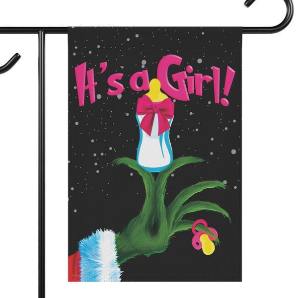 It's a girl grinch baby announcement Christmas flag banner