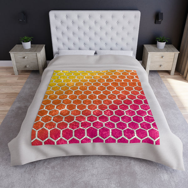 Honeycomb Rainbow Spring Summer Throw Blanket