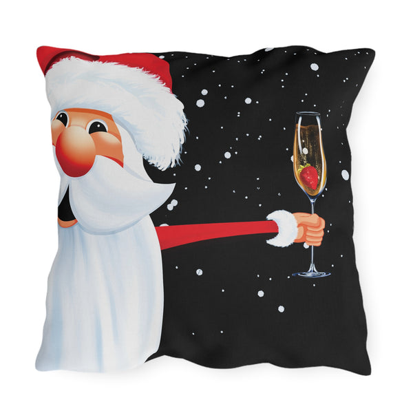 Party Santa Indoor Outdoor Christmas Throw Pillow