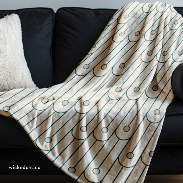 Green and White Art Deco Decorative Throw Blanket