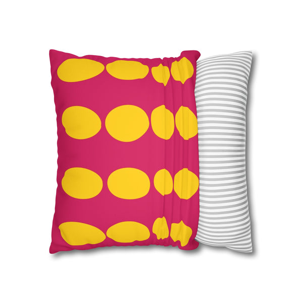 Pink & Yellow Reversible Retro Faux Suede Pillow Cover