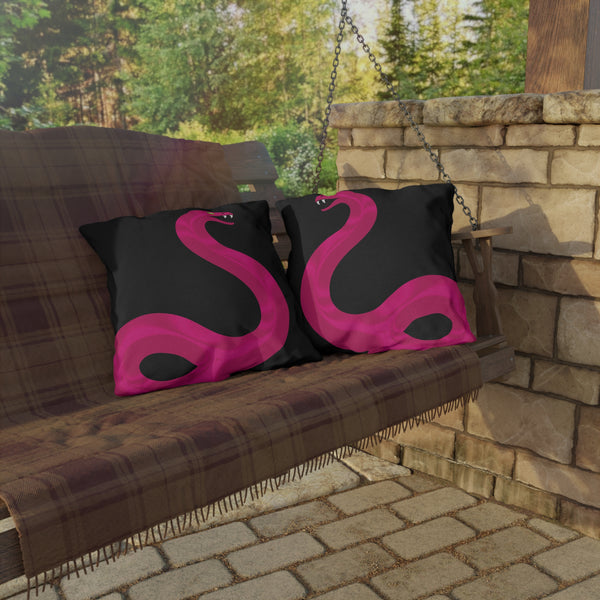 Pink Snake Black Indoor Outdoor Throw Pillow
